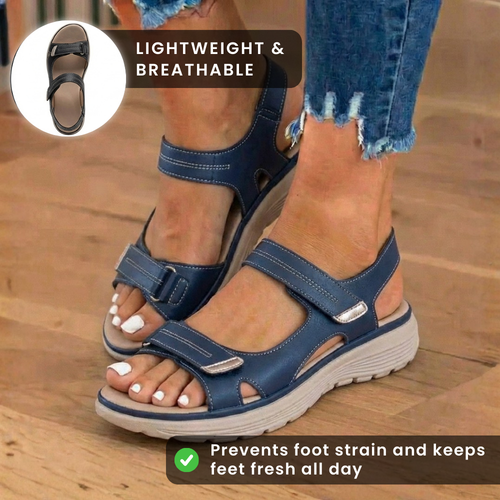 Orthopedic Leather Sport Sandals - Double Buckle Adjustable Straps