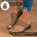Orthopedic Leather Toe-Loop Slide Sandals - Woven Texture Pattern