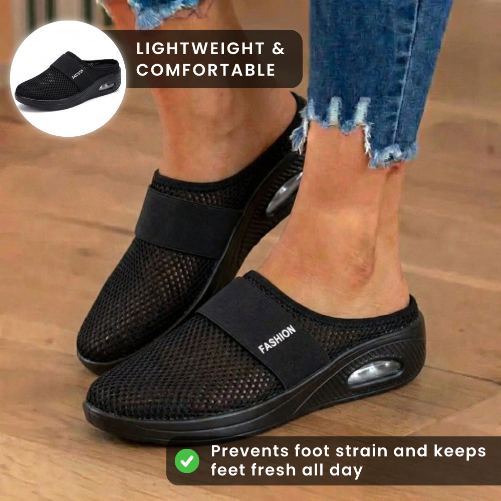 Orthopedic Mesh Air-Cushion Slip-On Mules - Breathable Rocker Sole