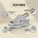 Orthopedic Platform Wedge Sandals - Espadrille Trim & Buckle Strap