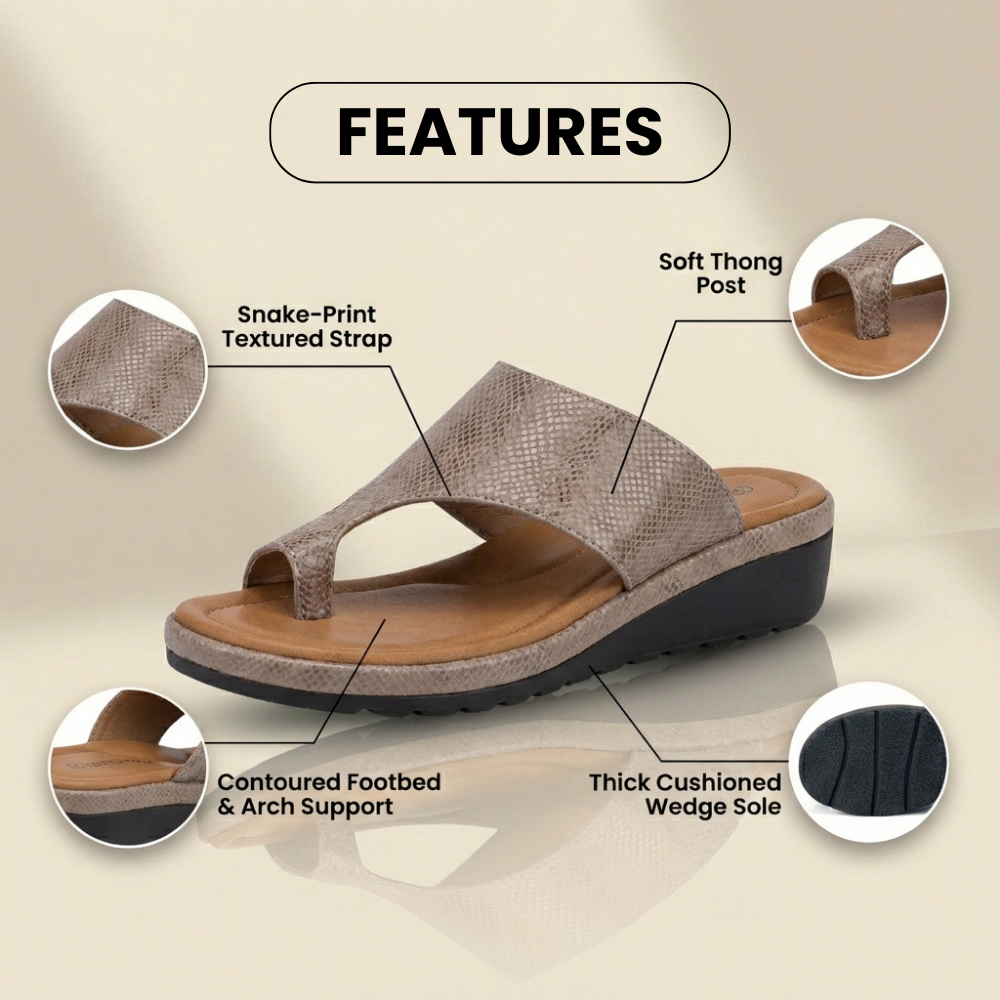 Orthopedic Leather Toe-Loop Slide Sandals - Woven Texture Pattern