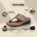 Orthopedic Leather Toe-Loop Slide Sandals - Woven Texture Pattern