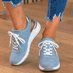 Orthopedic Suede Platform Sneakers - Perforated Design & Metallic Heel Counter