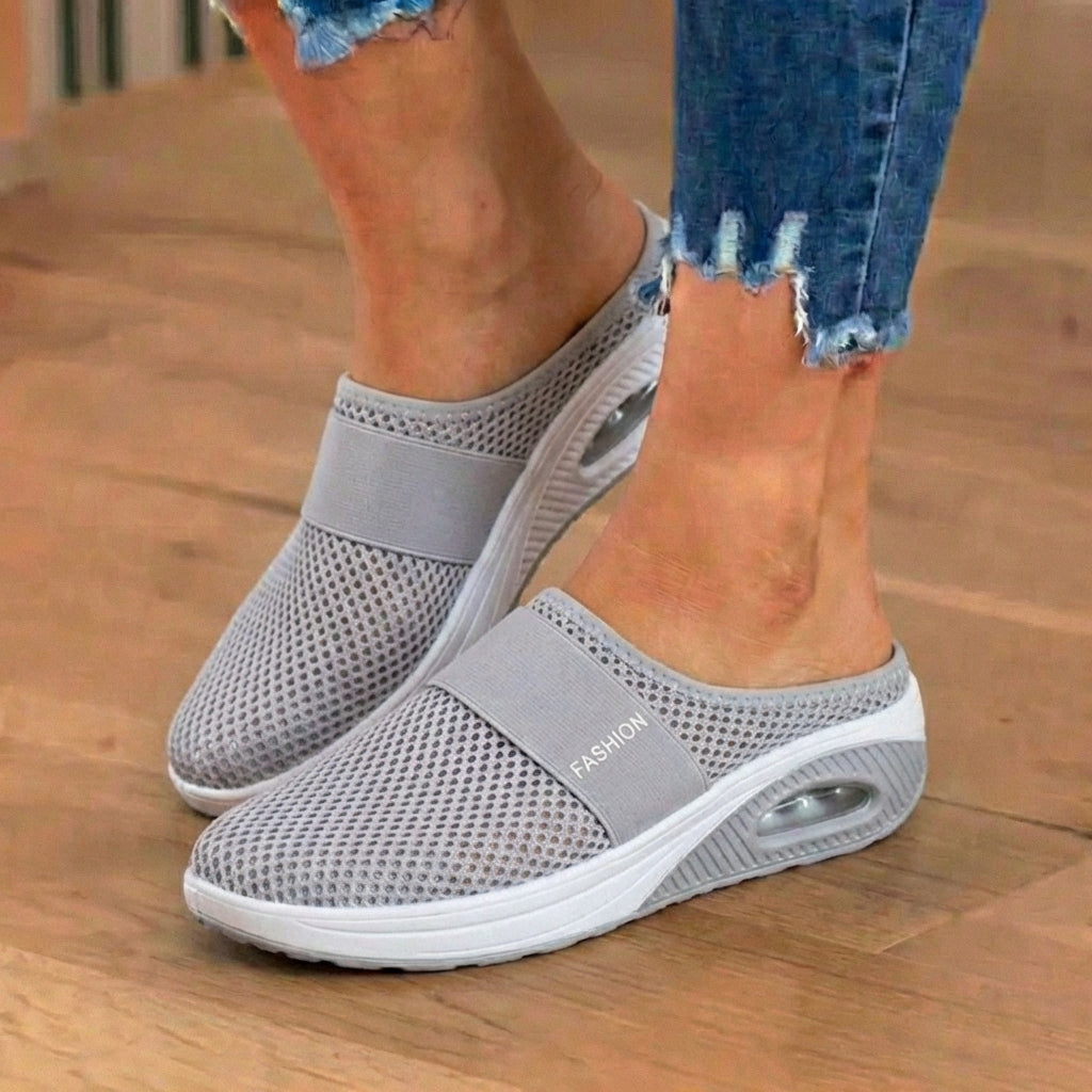 Orthopedic Mesh Air-Cushion Slip-On Mules - Breathable Rocker Sole