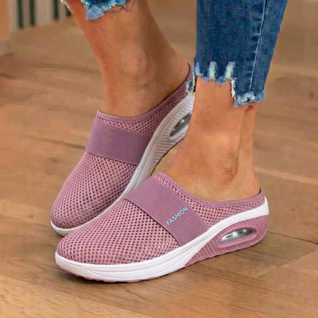 Orthopedic Mesh Air-Cushion Slip-On Mules - Breathable Rocker Sole