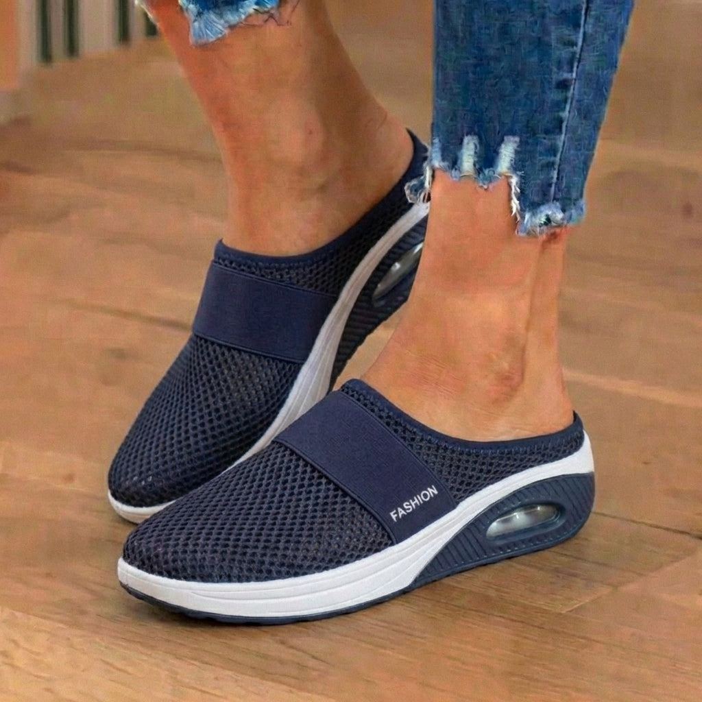 Orthopedic Mesh Air-Cushion Slip-On Mules - Breathable Rocker Sole